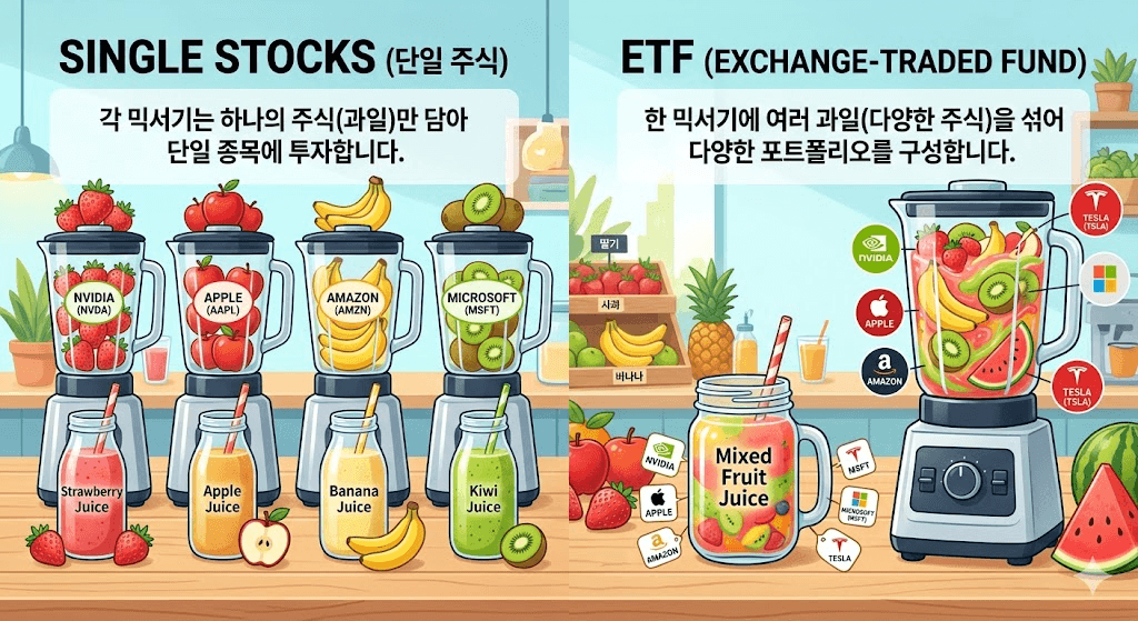 etf 투자 실전 경험 (변동성 대응, 단일주식 비교, 포트폴리오 구성)