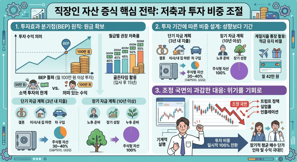 월급쟁이 투자 (저축비율, 투자기간, bep원칙)